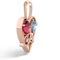 Lab Ruby Celtic Trinity Heart 14K Rose Gold pendant P5331