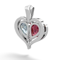 Lab Ruby Two Become One 14K White Gold pendant P5330