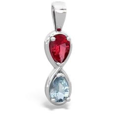 Lab Ruby Infinity 14K White Gold pendant P5050