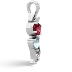 Lab Ruby Kitten 14K White Gold pendant P5780