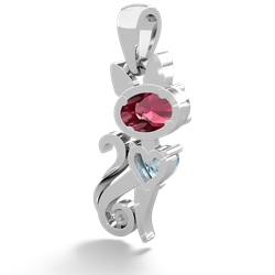 Lab Ruby Kitten 14K White Gold pendant P5780