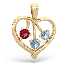 Lab Ruby Glowing Heart 14K Yellow Gold pendant P2233