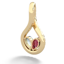 Lab Ruby Pave Twist 'One Heart' 14K Yellow Gold pendant P5360