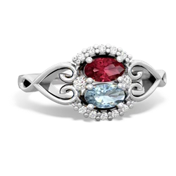 Lab Ruby Love Nest 14K White Gold ring R5860