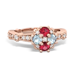 Lab Ruby Sparkling Tiara Cluster 14K Rose Gold ring R26293RD