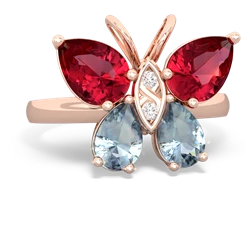 Lab Ruby Butterfly 14K Rose Gold ring R2215