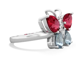 Lab Ruby Butterfly 14K White Gold ring R2215