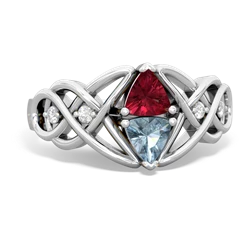 Lab Ruby Keepsake Celtic Knot 14K White Gold ring R5300