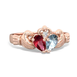 Lab Ruby 'Our Heart' Claddagh 14K Rose Gold ring R2388