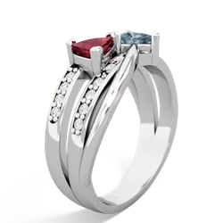 Lab Ruby Bowtie 14K White Gold ring R2360