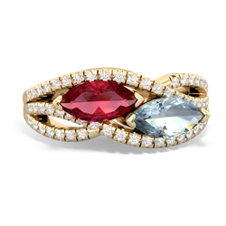 Lab Ruby Diamond Rivers 14K Yellow Gold ring R3070