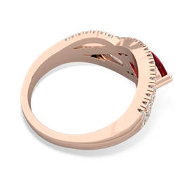 Lab Ruby Diamond Rivers 14K Rose Gold ring R3070