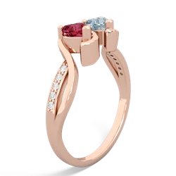 Lab Ruby Side By Side 14K Rose Gold ring R3090