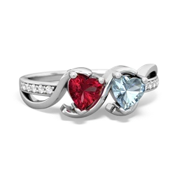 Lab Ruby Side By Side 14K White Gold ring R3090