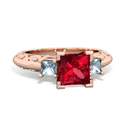 Lab Ruby Eternal Embrace Engagement 14K Rose Gold ring C2001