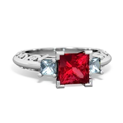 Lab Ruby Eternal Embrace Engagement 14K White Gold ring C2001