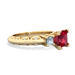 Lab Ruby Eternal Embrace Engagement 14K Yellow Gold ring C2001