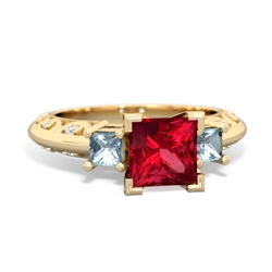 Lab Ruby Eternal Embrace Engagement 14K Yellow Gold ring C2001