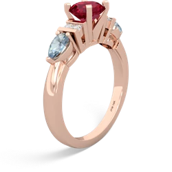 Lab Ruby 6Mm Round Eternal Embrace Engagement 14K Rose Gold ring R2005