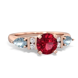 Lab Ruby 6Mm Round Eternal Embrace Engagement 14K Rose Gold ring R2005