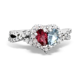 Lab Ruby Diamond Twist 'One Heart' 14K White Gold ring R2640HRT