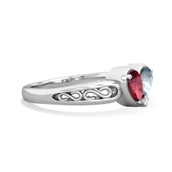 Lab Ruby Filligree 'One Heart' 14K White Gold ring R5070