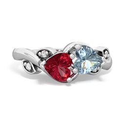 Lab Ruby Floral Elegance 14K White Gold ring R5790