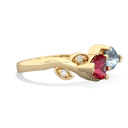 Lab Ruby Floral Elegance 14K Yellow Gold ring R5790