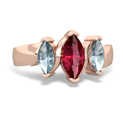 Lab Ruby Three Peeks 14K Rose Gold ring R2433