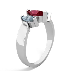 Lab Ruby Three Peeks 14K White Gold ring R2433