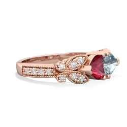 Lab Ruby Diamond Butterflies 14K Rose Gold ring R5601