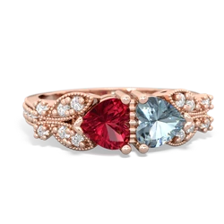 Lab Ruby Diamond Butterflies 14K Rose Gold ring R5601