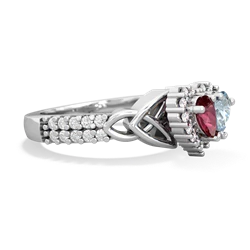 Lab Ruby Celtic Knot Two Hearts As One 14K White Gold ring R2644HRT