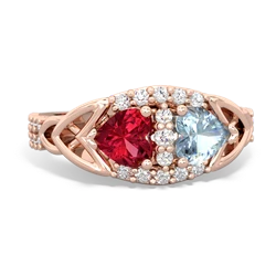 Lab Ruby Sparkling Celtic Knot 14K Rose Gold ring R2645