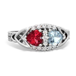 Lab Ruby Sparkling Celtic Knot 14K White Gold ring R2645