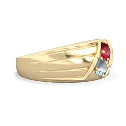 Lab Ruby Men's Streamline 14K Yellow Gold ring R0460