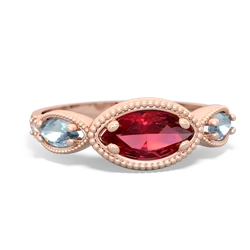 Lab Ruby Milgrain Marquise 14K Rose Gold ring R5700