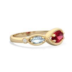 Lab Ruby Milgrain Marquise 14K Yellow Gold ring R5700