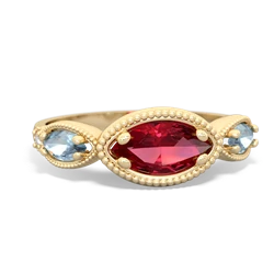 Lab Ruby Milgrain Marquise 14K Yellow Gold ring R5700