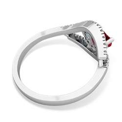 Lab Ruby Mother And Child 14K White Gold ring R3010