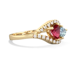 Lab Ruby Mother And Child 14K Yellow Gold ring R3010