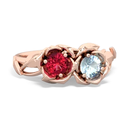 Lab Ruby Rose Garden 14K Rose Gold ring R5510