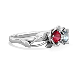 Lab Ruby Rose Garden 14K White Gold ring R5510