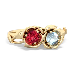 Lab Ruby Rose Garden 14K Yellow Gold ring R5510