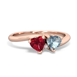 Lab Ruby Sweethearts 14K Rose Gold ring R5260