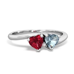 Lab Ruby Sweethearts 14K White Gold ring R5260