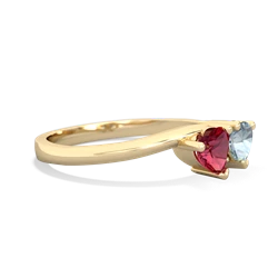 Lab Ruby Sweethearts 14K Yellow Gold ring R5260