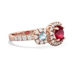 Lab Ruby Regal Halo 14K Rose Gold ring R5350