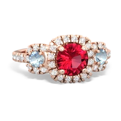 Lab Ruby Regal Halo 14K Rose Gold ring R5350