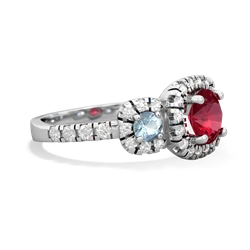 Lab Ruby Regal Halo 14K White Gold ring R5350